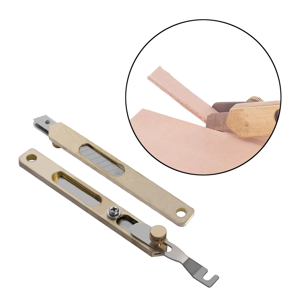 

Leather Craft Tools DIY Copper Positioning Incision Cutter Knife Trimming Knife with Blade Leather Handmade Tool