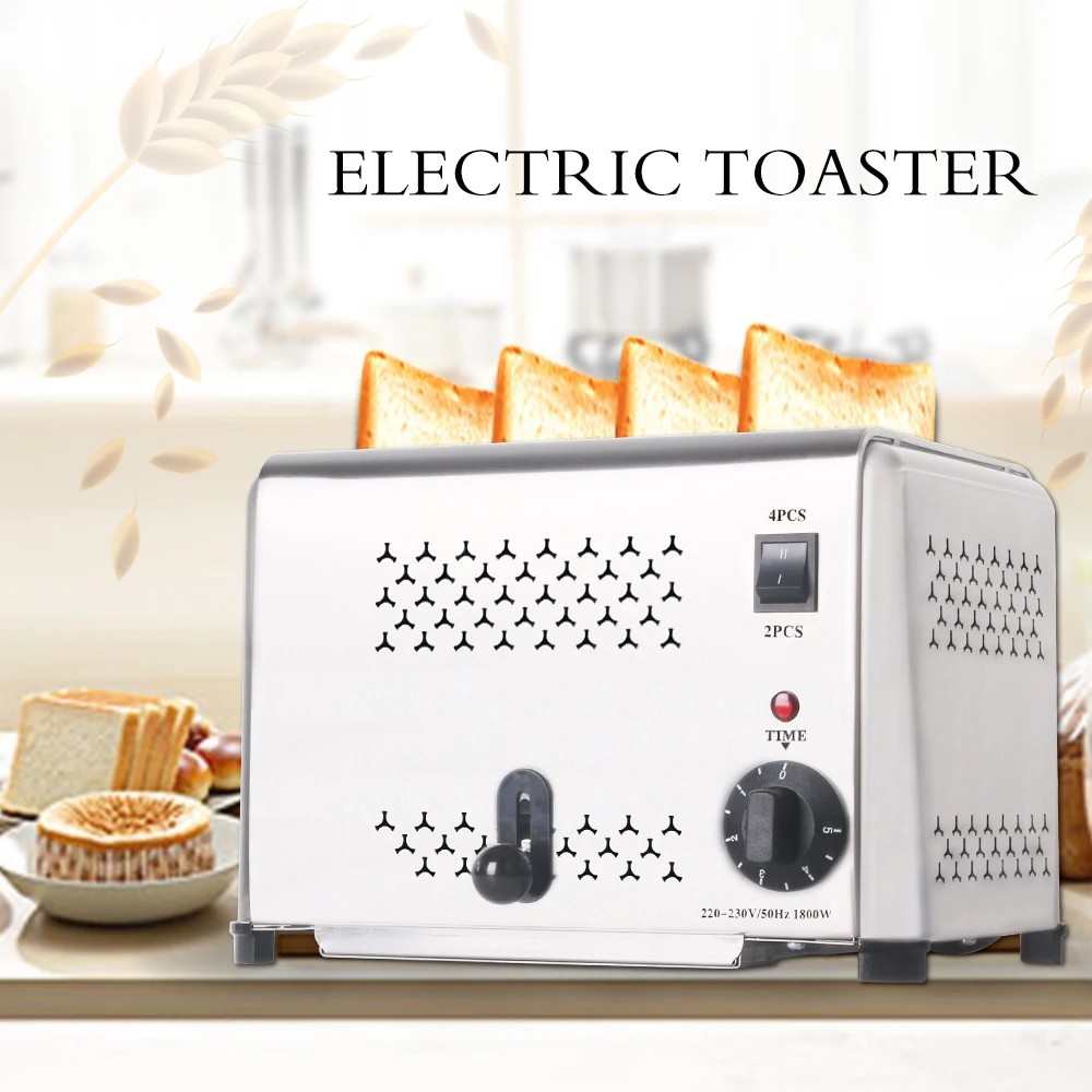 GZZT 4/6 Slices Toaster Stainless Steel Timer Commercial Bread Toaster