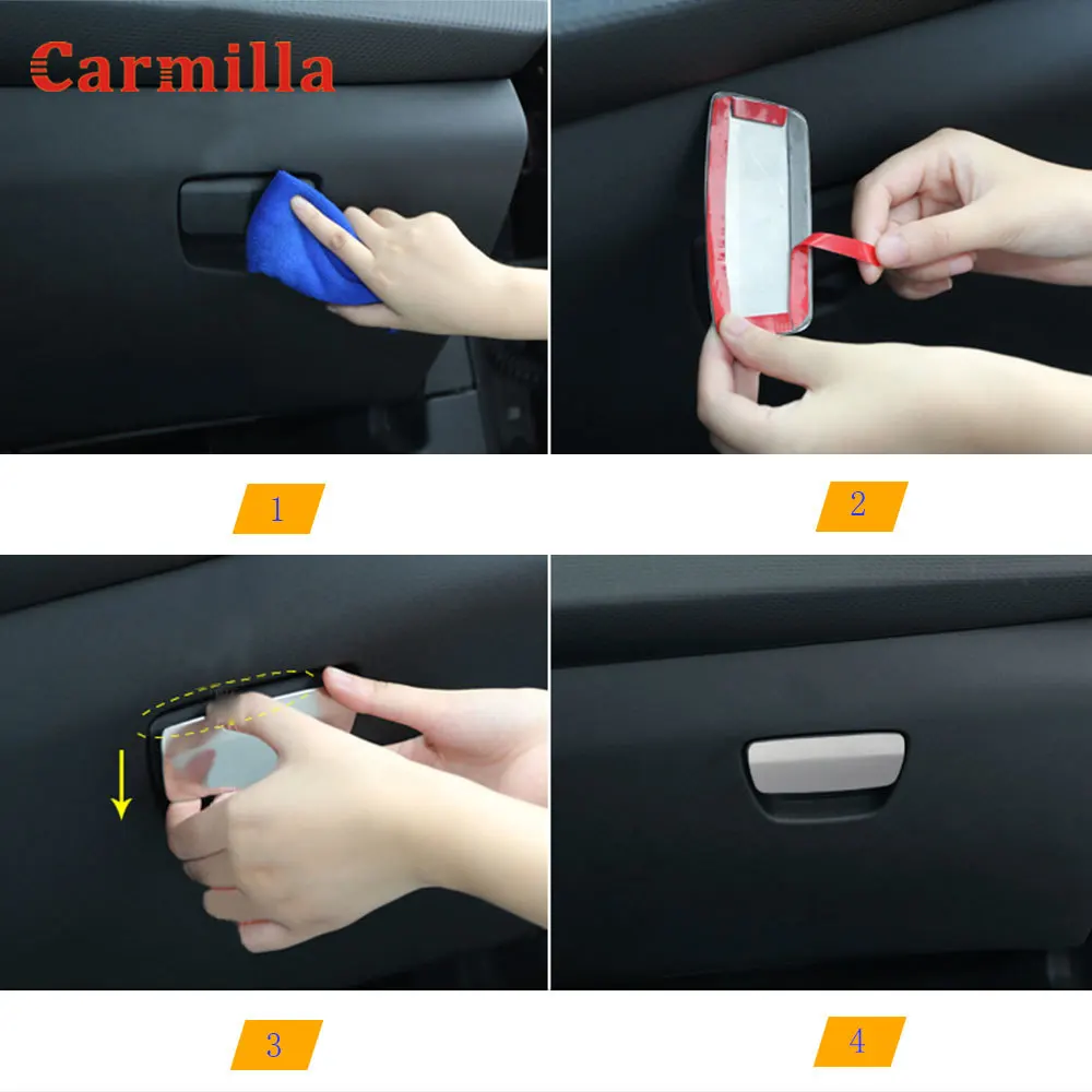  Stainless Steel Interior Car Storage Box Decorative Trim Glove Box Handle Sequins Cover Sticker for