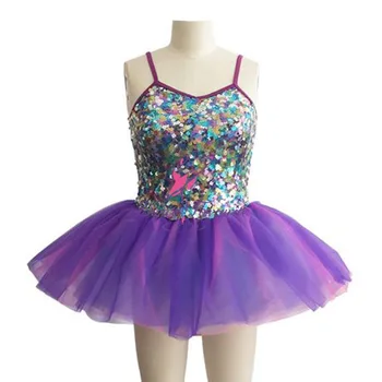 

14066 Multi-Color Sequin Front Top Bodice Ballet Tutu, Women Stage Performance Ballet Tutu