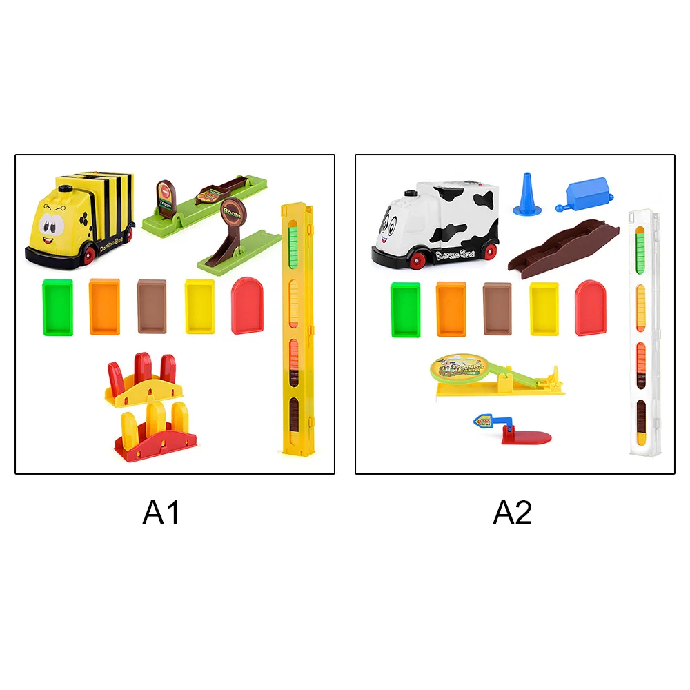 Поезда автоматический домино для укладки кирпича игрушка Звук Свет лифт Весенняя доска для детского образования строительные блоки игрушечный автомобиль набор