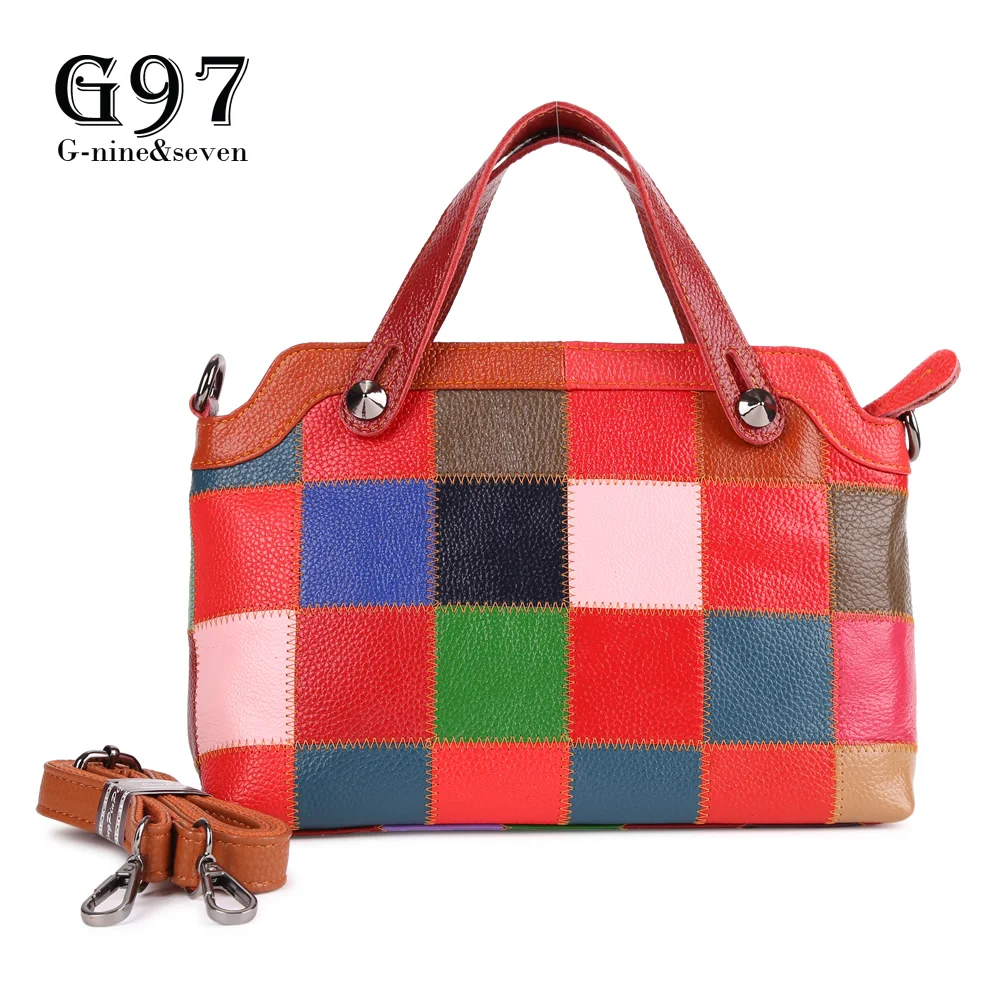 G97 Genuine Leather Crossbody Handbags Knitting Bag Diamond Lattice