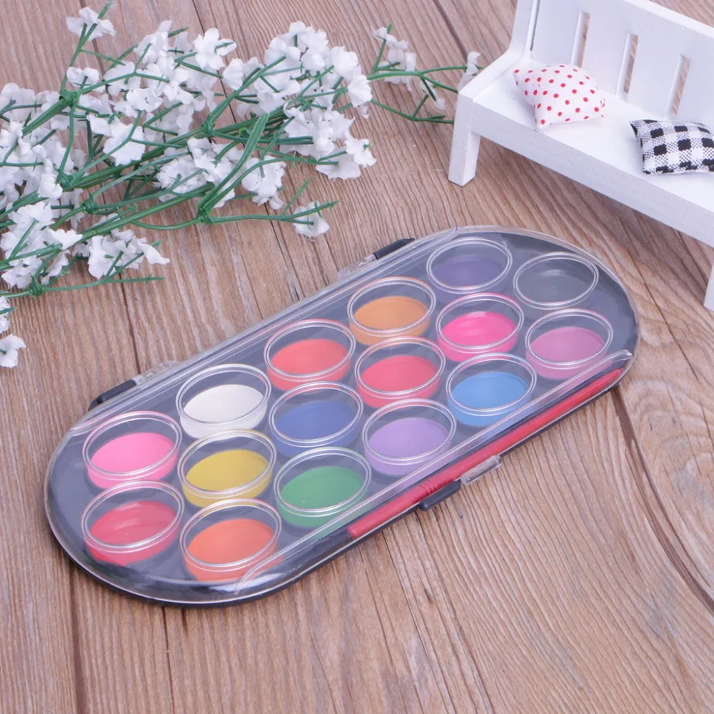 Paint Tray Color Palette Watercolor Palette 16 Colors Watercolor Palette Brush Set Painting Tray Craft Drawing Art Mini Kid Gift Painting Supplies School Student