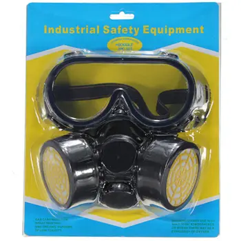 

A Set Chemical Respirator Gas Mask Double Dual Activated Carbon Filter Anti-dust Goggle or Replacement Filter