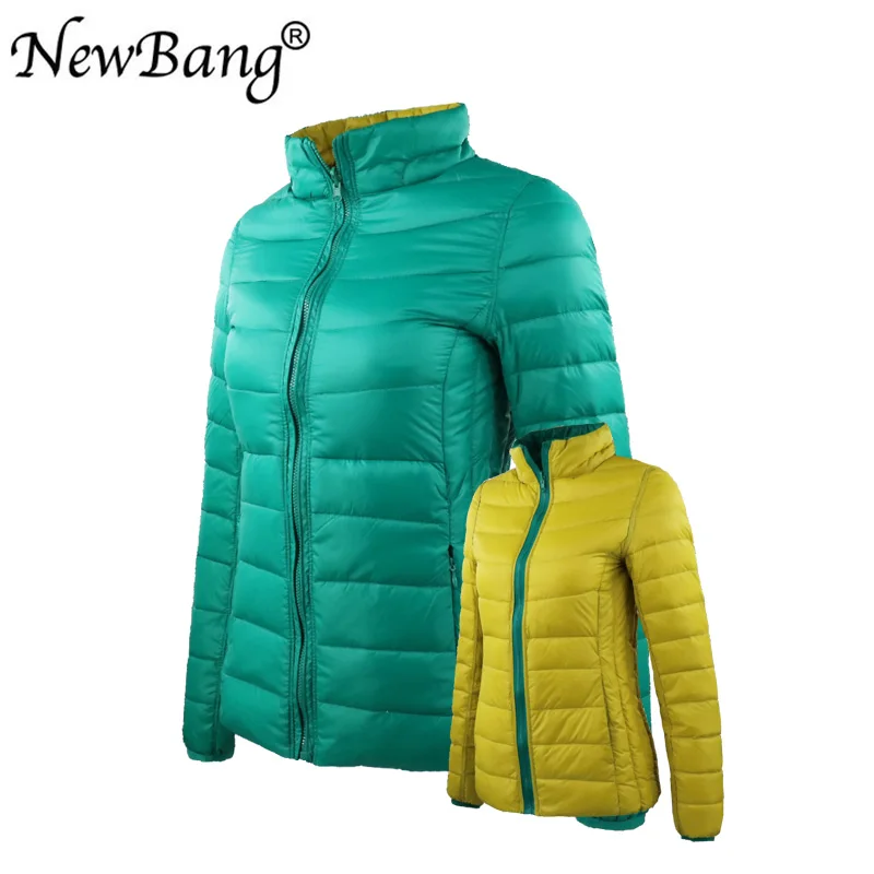 NewBang 4XL 5XL 6XL женский пуховик ультра легкий пуховик женский с сумкой для переноски дорожная двухсторонняя Двусторонняя куртка плюс