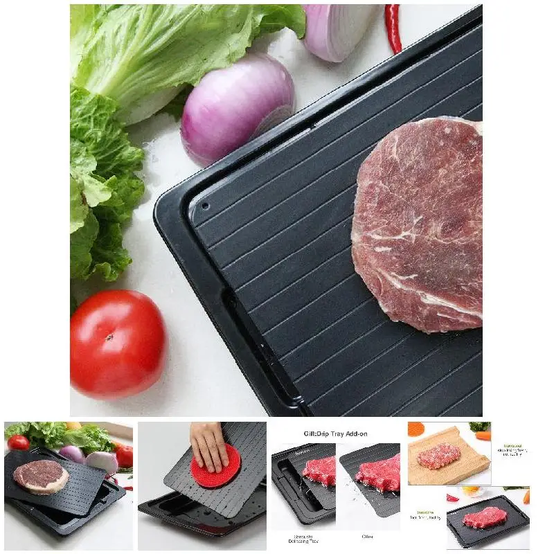 Fast Defrosting Tray with Cleaner Frozen Meat Defrost Food Thawing Plate Board Kitchen Tool MYDING Fast Defrosting Tray with Cleaner Frozen Meat Defrost Food Thawing Plate Board Kitchen Tool MYDING