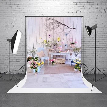 

VinylBDS 5x7ft Happy Easter Photography Background For Children Flower New Fabric Microfiber Backdrop For Photo Studio Props
