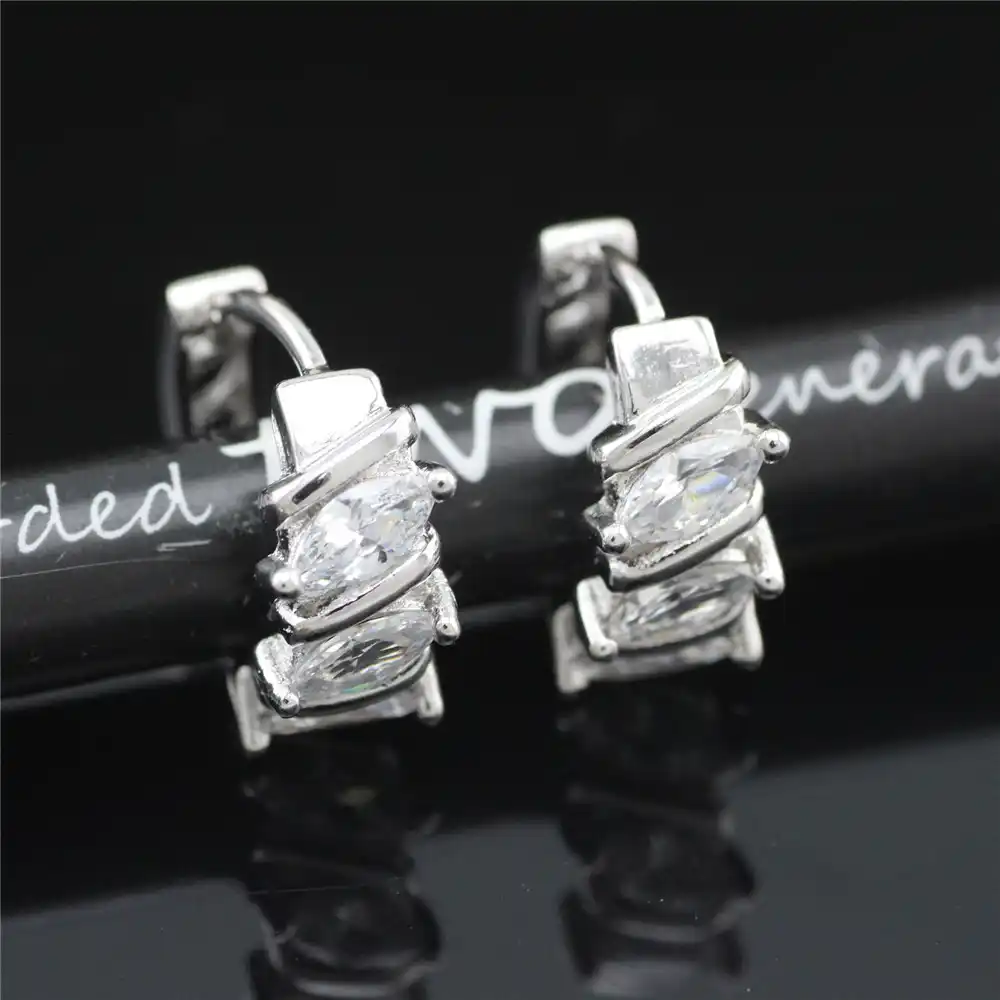 2017 Бесплатная доставка ювелирные изделия 925 стерлингового серебра с двойным рядом камней микроинкрустация циркония серебряные серьги с цирконием, серьги, женские серьги покрытые eh132