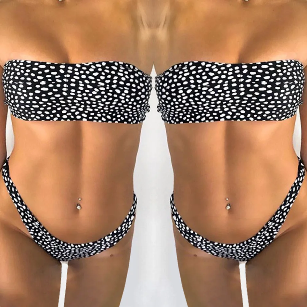 

Stylish Women Bodysuit Bikini Leopard Swimsuits Bandeau Bandage Bikini Set Push-Up Brazilian Swimwear Sexy Beachwear Swimsuit