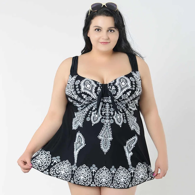 Plus Size Swimwear Women 2020 Floral One Piece Swimsuit For Fat