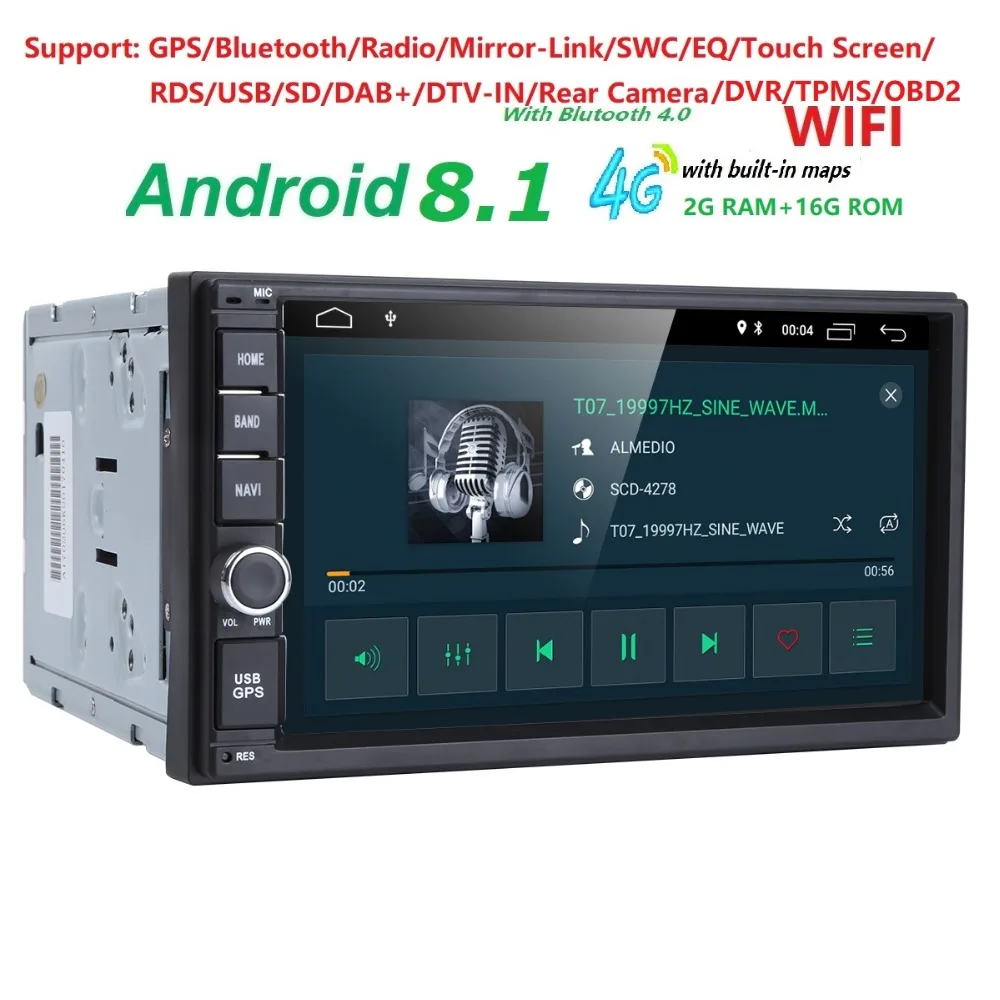 

Quad Core Pure Android 9.0 1024*600 Resolution Car DVR 2 Din Universal Car DVD Player Double Din Stereo GPS Navigation Car Radio