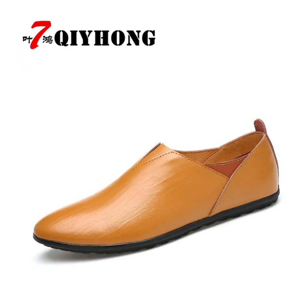 

QIYHONG Brand Men Genuine Leather Shoes Zapatos Hombre Sapatos Oxford Shoes Men's 100% Genuine Leather Handmade Driving Shoes