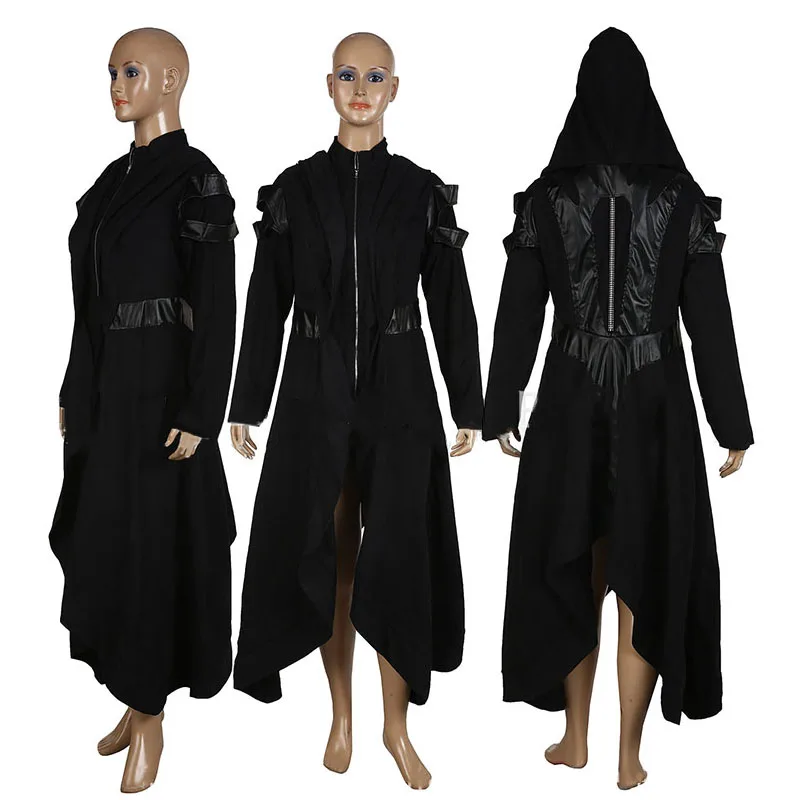 

Women Long Sleeve Hooded Coat Punk Gothic Cosplay Steampunk Jacket Black Outwear