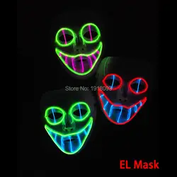 Горячие продаж EL провода ужас улыбка Маски для век Хэллоуин маска светящиеся el wire фестиваль со светодиодной подсветкой освещение