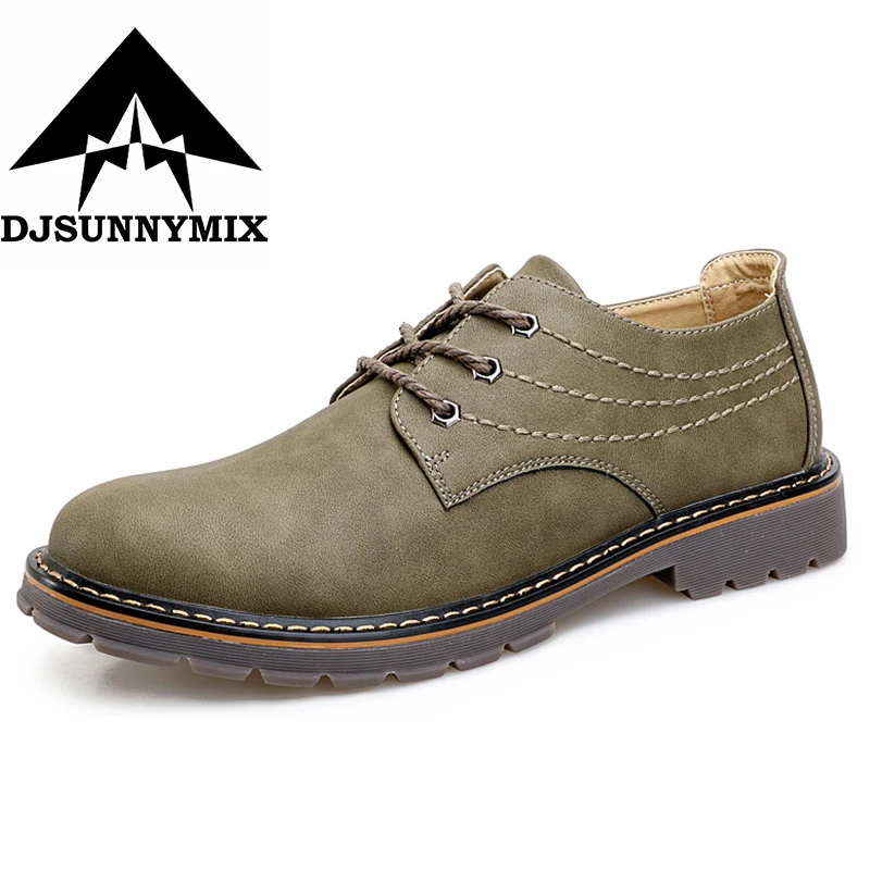 

DJSUNNYMIX Men Casual Shoes 2018 New Fashion Comfortable Flat Men Oxford Shoes Lace-up Solid spring autumn Men Shoes N1032