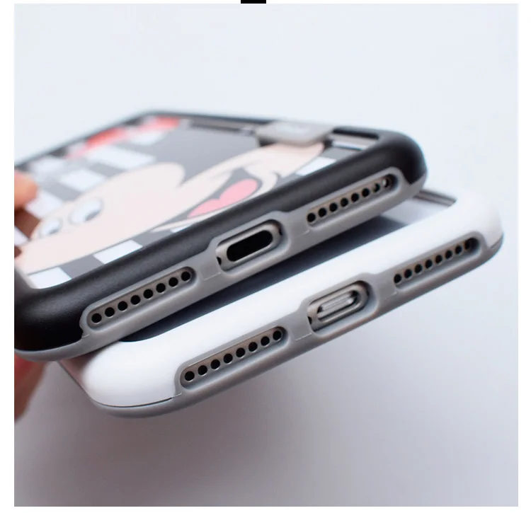 Для iphone 8 7 6 6s plus бампер и мультяшное заднее закаленное стекло, Противоударная Рамка для iphone 8 7 plus 6 6s plus для iphone X