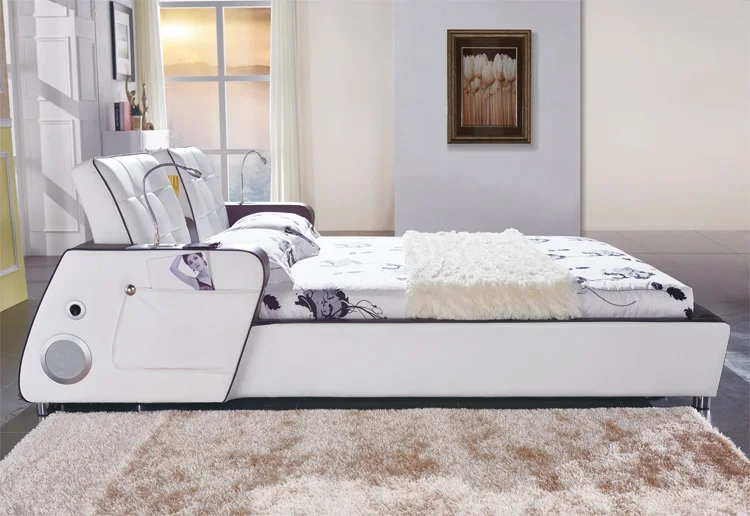 MYBESTFURN музыкальная кровать из натуральной кожи многофункциональная музыка