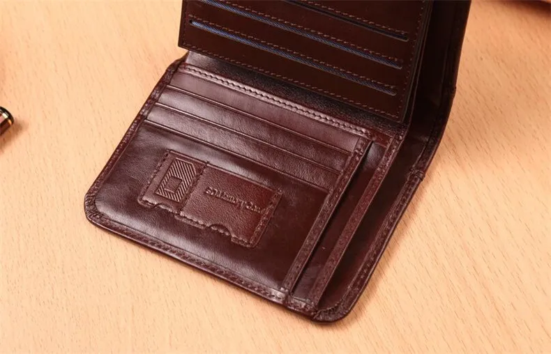 BISON DENIM Genuine Leather RFID wallet Men red brown vintage purse card holder Brand men wallets dollar price Male Purse 4361