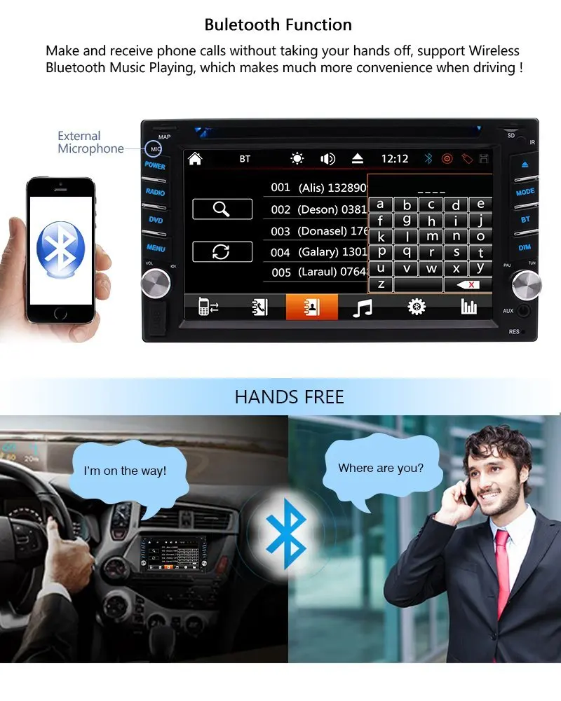 Cheap Car Stereo in dash 2 din Automotive Autoradio Bluetooth Car dvd player Double 2 Din 6.2 inch Video FM/AM Radio  Video FM/AM/RDS 4