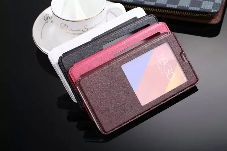 50pcs/lot&amp Free Shipping New Arrival Luxury Window PU Leather Flip Case With Stand Cover For Meizu MX5 |