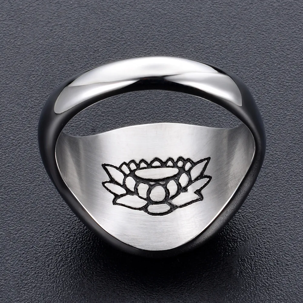 Винтажное кольцо под старину, серебряное, большое кольцо с Буддой и лотусом, буддизм, шесть слов мантры для женщин и мужчин, подарки для влюбленных, Байкерская печатка, ювелирное изделие