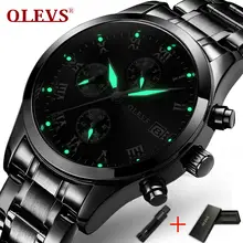 OLEVS Business Men Watches Luminous Hands Clock Male Chronograph Watch Date Steel Bracelet Watchband Man's Waterproof Wristwatch olevs cool function man s watches waterproof date mesh steel strap chronograph watch business male clock quartz men wristwatches