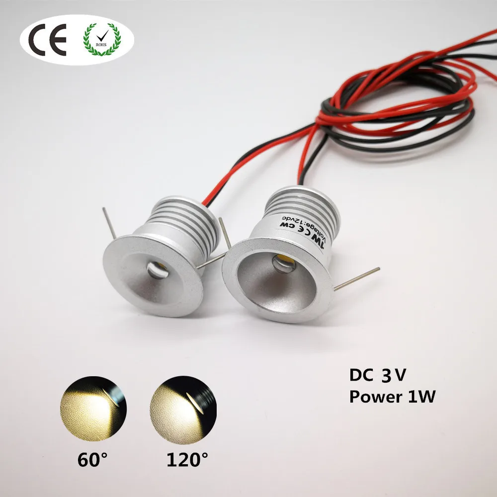 1W Ceiling Spotlights LED 25mm Cutout Recessed Downlight DC3V Cabinet Lighting 60D/120D DIY Decoration Lamp Kitchen Spotlight CE