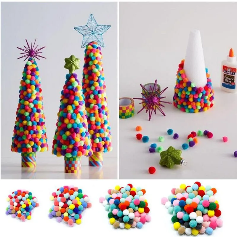 

Dozzlor 100pcs 10/15/20/25/30mm Mini Fluffy Soft Christmas Pompoms Ball DIY Sewing Craft Supplies Kids Toys