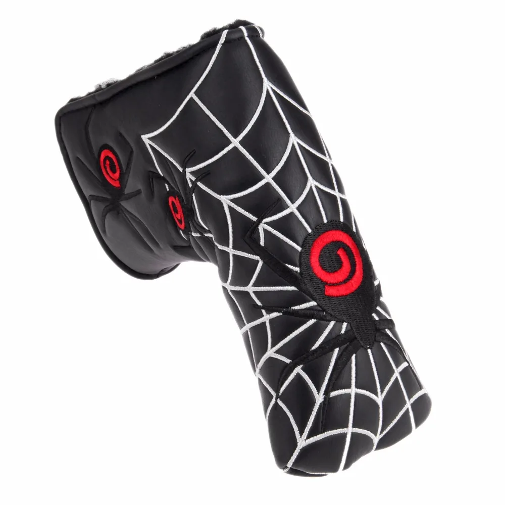 Spider Embroidery Golf Putter Headcover PU Leather Putter Club Protect Cover for Blade 4Colors Spider Embroidery Golf Putter Headcover PU Leather Putter Club Protect Cover for Blade 4Colors