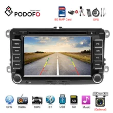Podofo автомобильный мультимедийный плеер 2 Din GPS автомобильный DVD для VW/Volkswagen/Golf/Polo/Tiguan/Passat/b7/b6/SEAT/lSkoda/радио Поддержка Carmera