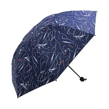 

3 Folding Portable Travel Umbrella Windproof Double Purpose For Sun Protection And Rain Colorful Doodling Design Umbrellas