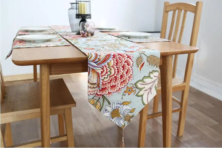 

Modern Table Runner Printed Floral Linen cotton Table Runner for Wedding Party Home Hotel Table Decoration Home Textile