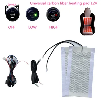 

12V Universal Carbon Fiber High/Low Car Heated Seat Pads With Round Switch for Winter C45
