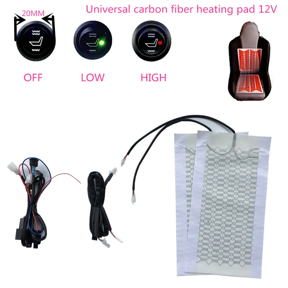 Prix Coussinets de siège chauffants universels haute basse en Fiber de carbone 12 V avec interrupteur rond pour hiver C45