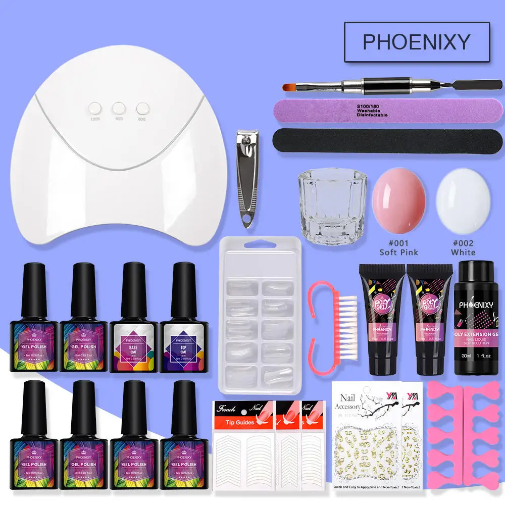 

Acrylic Poly Gel Set Nail Gel Polish Kit 36w LED Lamp Fast Extension Crystal Jelly Polygel Nail Builder Gel Nail Art Tools Kit