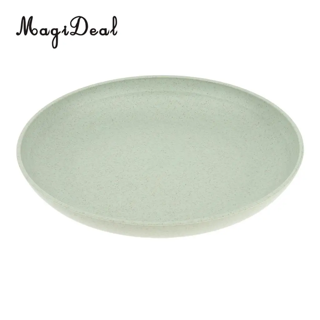 MagiDeal 4 Pcs Wheat Straw Healthy Dinner Plates Serving Dishes Round Shape 20cm Dia. Outdoor Camping Home Dinner Lunch