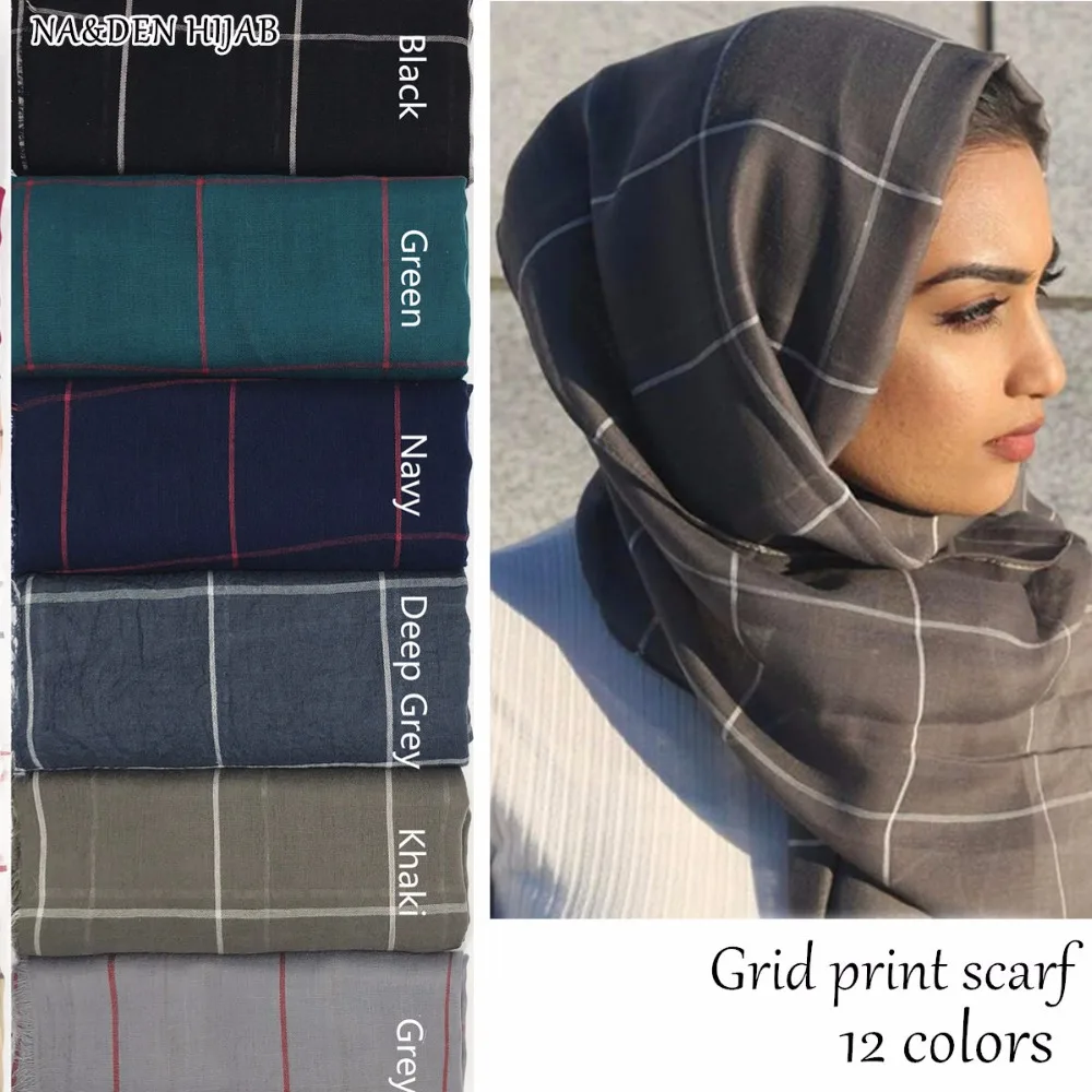 

Hot sale plaid scarf fashion grid Solid design scarves women shawls muslim hijab cosy pashmina wrap islamic scarfs 10pcs/lot
