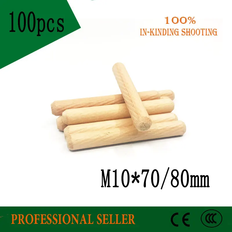 100Pcs M10*70 M10*80 Drawer Round Fluted Craft Wood Wooden