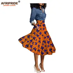 2017 летнее платье для женщин AFRIPRIDE Частный заказ африканская одежда до колена Повседневная юбка 100% Чистый хлопок плюс zieA722703