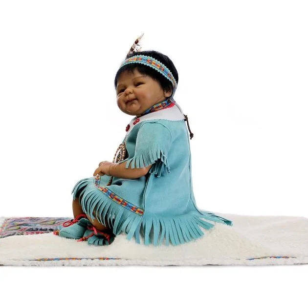 NPK 17 дюймов американских индейцев винилсиликоновых Reborn Baby Doll подарок на день