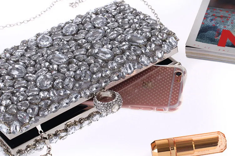 Новые брендовые Роскошные Клатчи из кристаллов, женские вечерние сумки высокого качества, акриловые бриллиантовые сумки с цепочкой