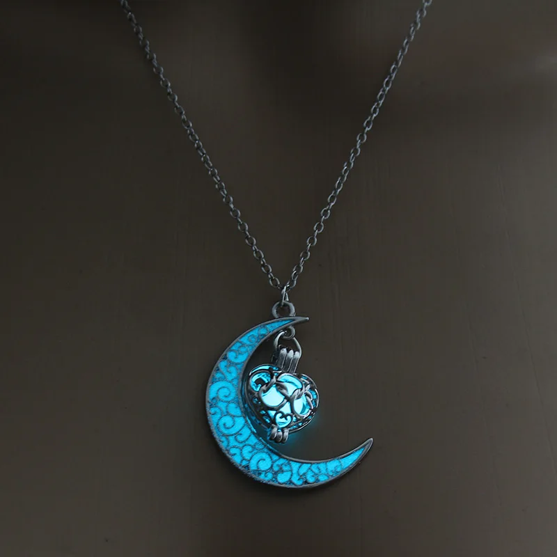 Модное женское ожерелье с подвеской из блестящего камня и Луны, модное ювелирное ожерелье оптом - Окраска металла: 1