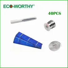40pcs 1×6 solar cell for DIY 20w solar panel 50′ tab wire 6′ bus wire flux pen