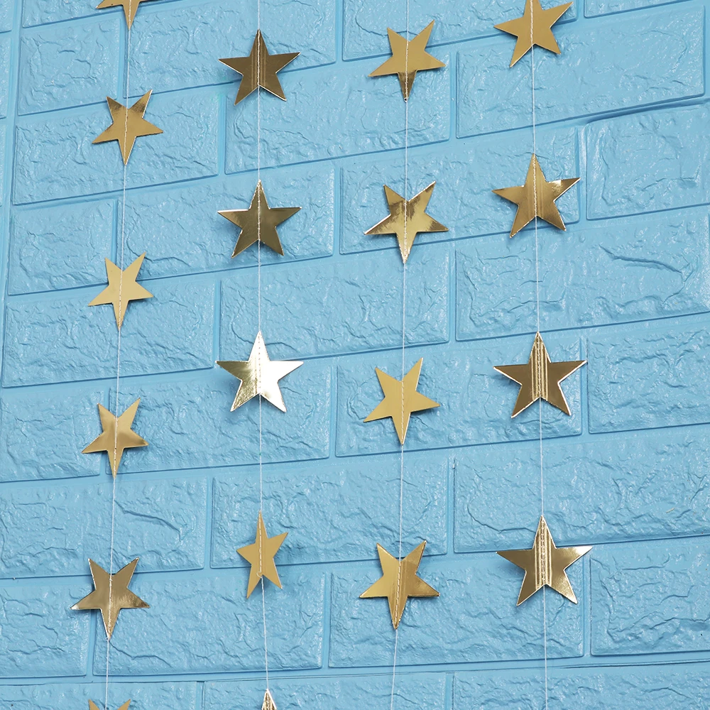 

4m Bright Gold Silver Star Party Decoration Paper Garlands Wedding Screen Decor Birthday Party Supplies Bedroom HomeDecor