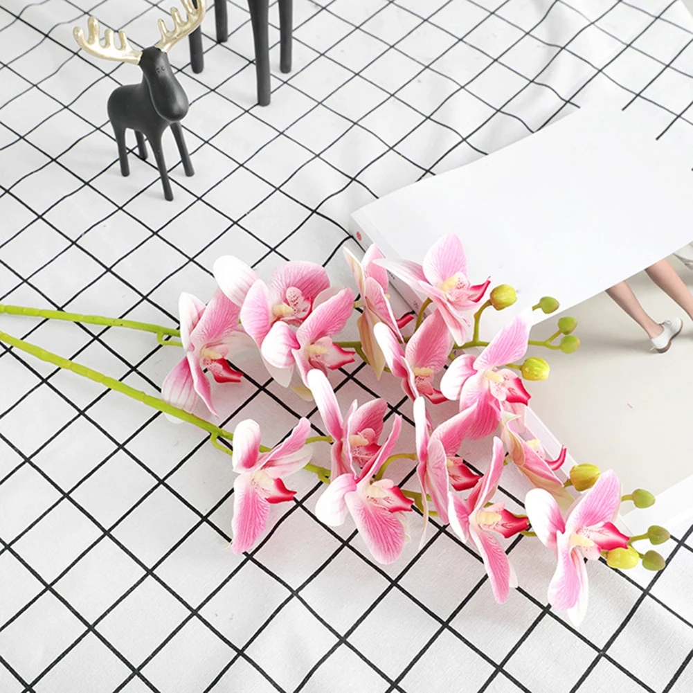 7 головок искусственный цветок бабочка цветок орхидеи настоящие на ощупь листья ваза для свадьбы День Святого Валентина искусственные растения в целом - Цвет: A1