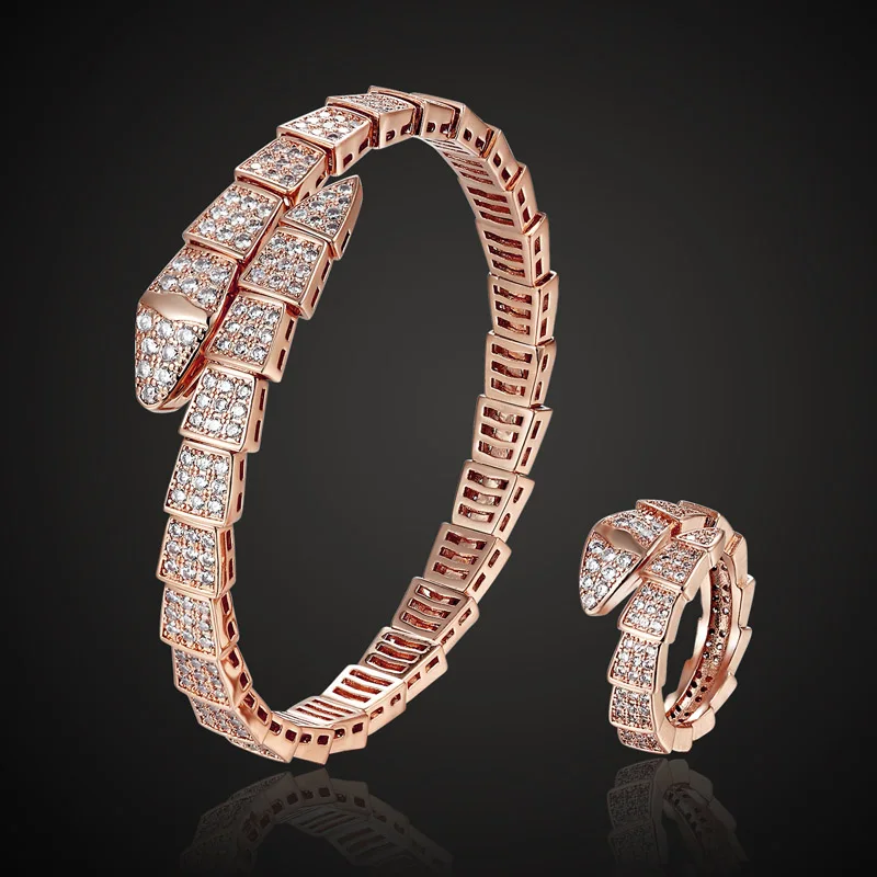 

adjust cubic zircon snake bangle & Bracelet Anniversary Jewelry Europe Design copper Bracelet Bijoux Love Bangles Pulseira
