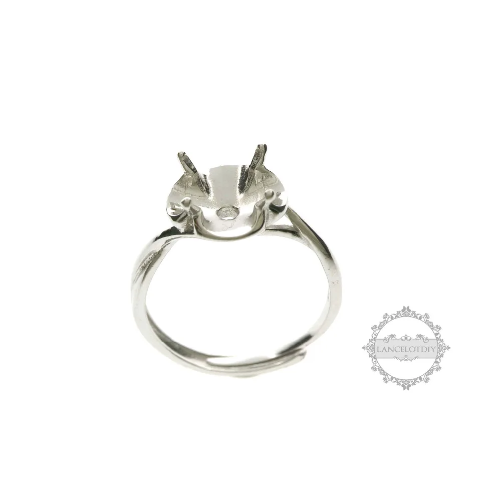 

6.5-9mm round CZ stone prong setting 925 sterling silver bezel tray adjustable ring settings 1214011