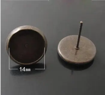 

Free shipping!!! 200pcs bronze Cabochon Settings Earring Post /pad 12mm