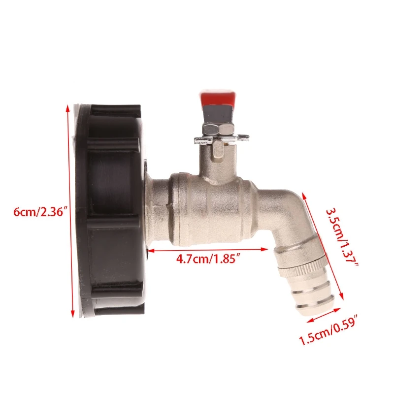 

IBC Tote Tank Food Grade Drain Adapter 2.36" Coarse Thread To 3/4" Brass Hose Faucet Valve