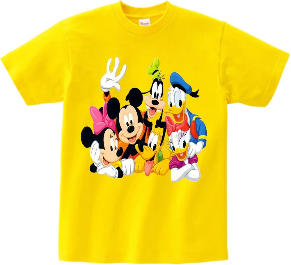 Детская футболка с забавным принтом «Микки Маус» футболка с короткими рукавами для мальчиков и девочек коллекция года, летние детские футболки для отдыха, camiseta N